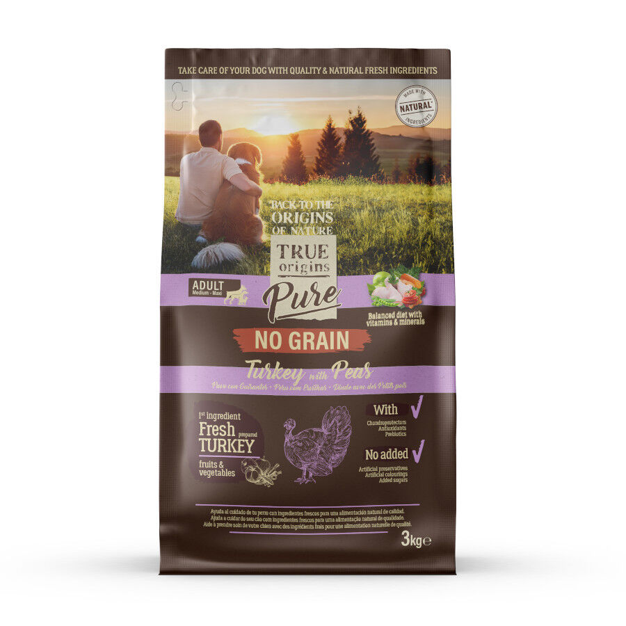 3 kg True Origins Pure Grain Free Adult Ra&ccedil;&atilde;o de peru para c&atilde;es, , large Imagem n&uacute;mero 1