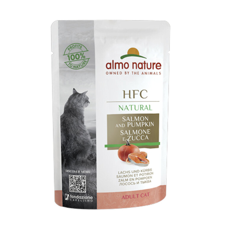 55 g Almo Nature HFC Salmão com Abóbora saquetas para gatos,  Imagem número 1 55 g Almo Nature HFC Salmão com Abóbora saquetas para gatos, , large Imagem número 1
