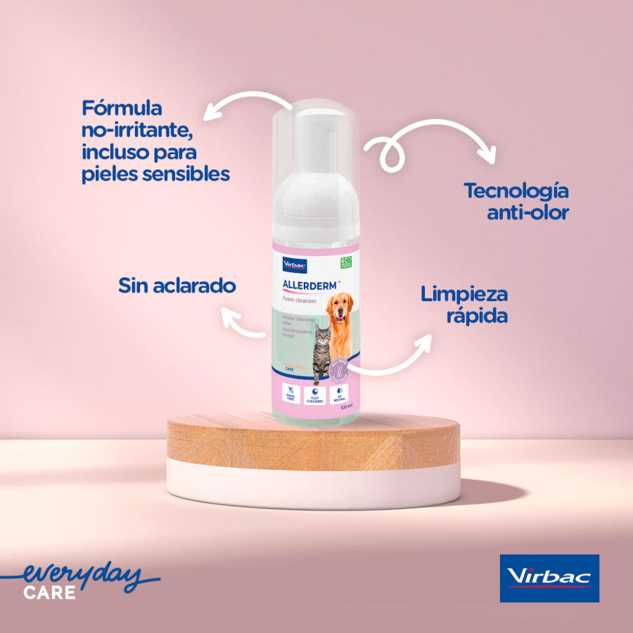100 ml Virbac Allerderm Foam Cleanser Espuma de limpeza para c&atilde;es, , large Imagem n&uacute;mero 3