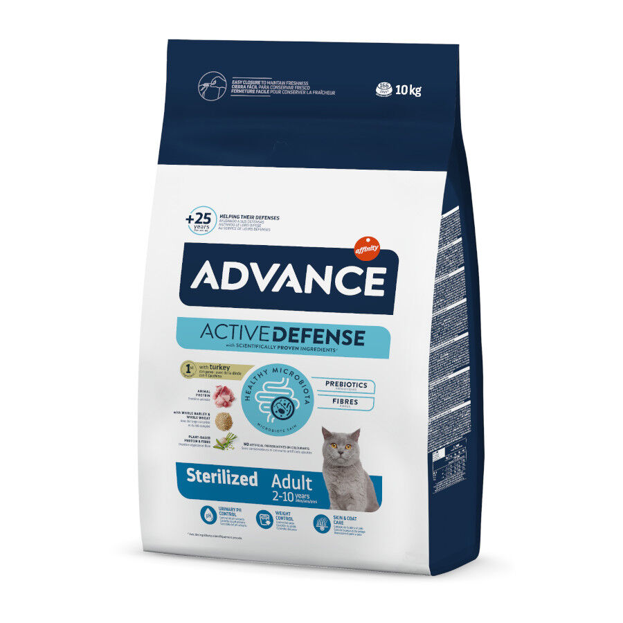 10 kg Advance Active Defense Adult Sterilized Peru e Cevada ra&ccedil;&atilde;o para gatos, , large Imagem n&uacute;mero 1