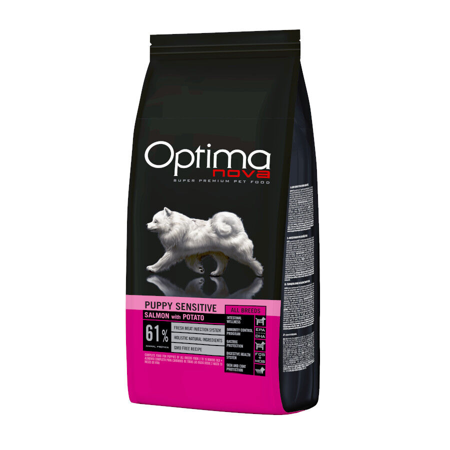 Optima Nova Puppy Sensitive Salm&atilde;o ra&ccedil;&atilde;o para c&atilde;es, , large Imagem n&uacute;mero 1
