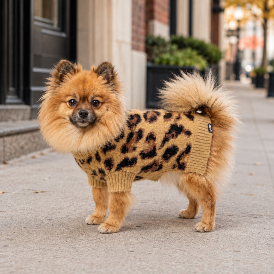 Gotoo Camisola de Malha com Padr&atilde;o Leopardo para c&atilde;es, , large Imagem n&uacute;mero 1