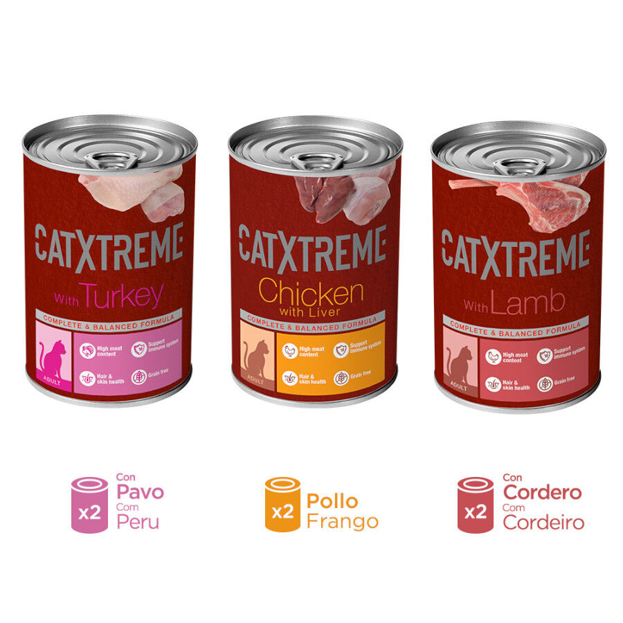 6 latas x 400 g Catxtreme Multipack pat&ecirc; em lata para gatos, , large Imagem n&uacute;mero 3