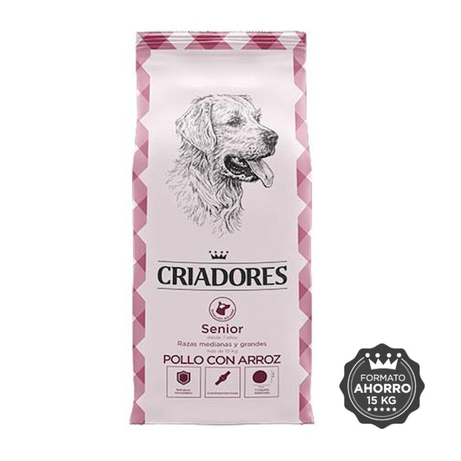 15 kg Criadores Senior Frango e Arroz ra&ccedil;&atilde;o para c&atilde;es de ra&ccedil;as m&eacute;dias e grandes, , large Imagem n&uacute;mero 2