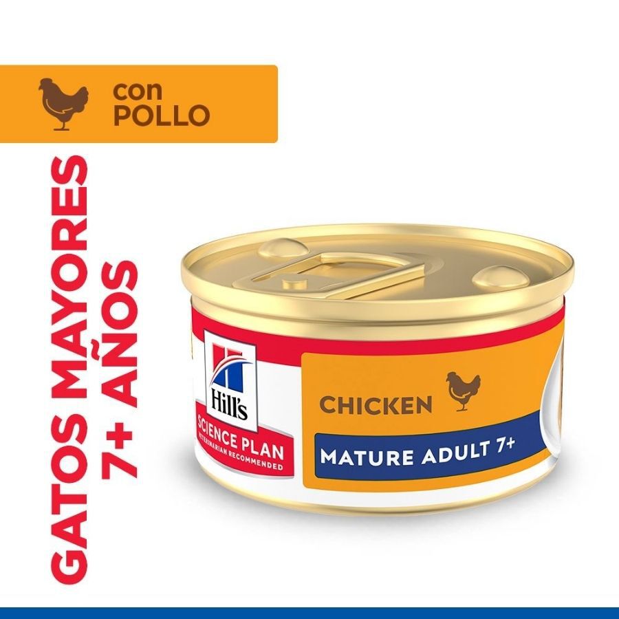 85 g Hill's Science Plan Mature Comida h&uacute;mida Mousse de Frango em lata para gatos, , large Imagem n&uacute;mero 1