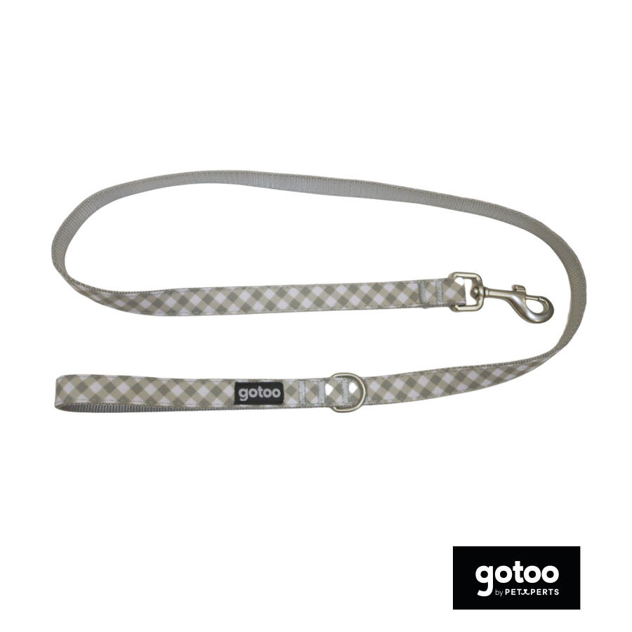 Gotoo Trela estampada em xadrez vichy cinza para c&atilde;es, , large Imagem n&uacute;mero 2