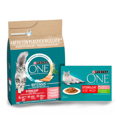 Purina One Pack de Ração e Alimento Húmido de Salmão para gatos esterilizados