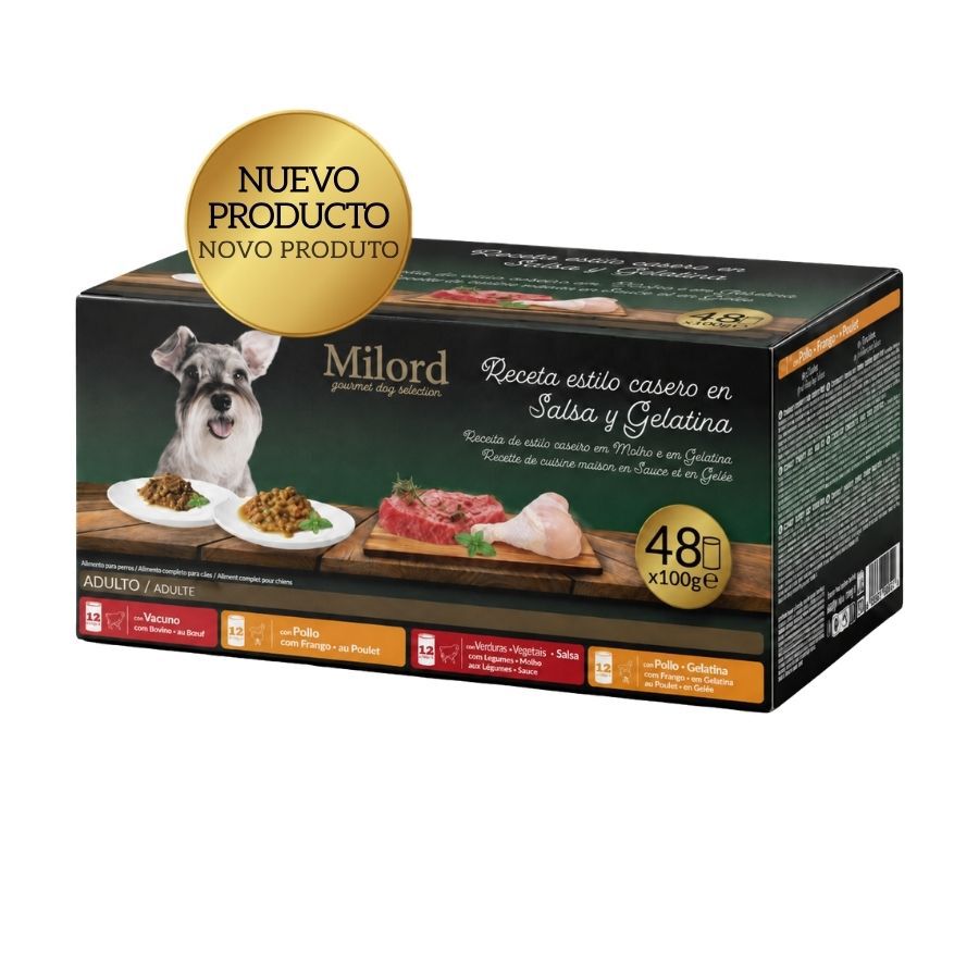 48 x 100 g Milord Adult Receita ao estilo caseiro em molho e gelatina Saquetas para c&atilde;es - Multipack, , large Imagem n&uacute;mero 1