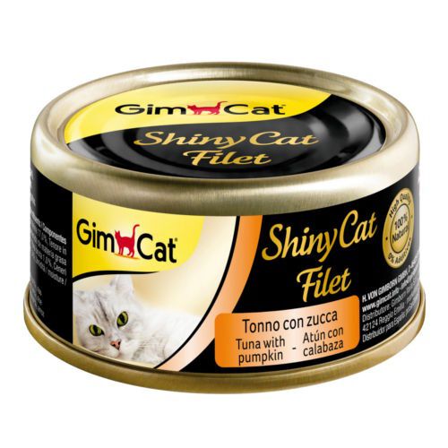 70 g Gimcat Shiny Filet atum com ab&oacute;bora lata para gatos, , large Imagem n&uacute;mero 1