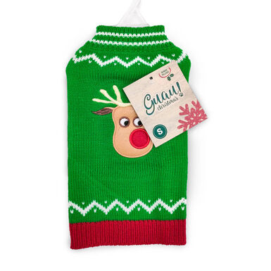 Guau Christmas Camisola de Natal Verde de Rena para cães
