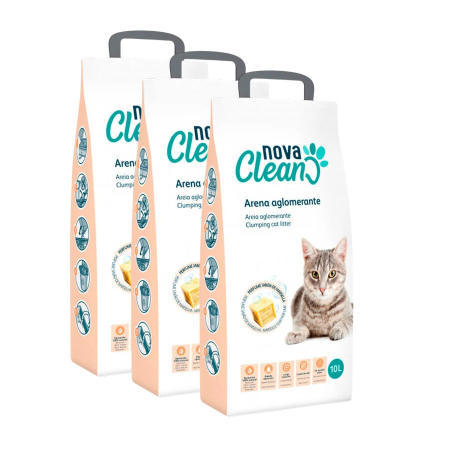 3 x 16 L Nova Clean Marselha Areia Aglomerante para gatos Pack poupan&ccedil;a!, , large Imagem n&uacute;mero 1