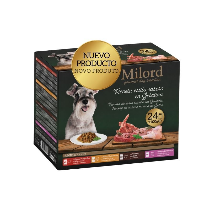 24 x 100 g Milord Adult Receita ao estilo caseiro em gelatina Saquetas para c&atilde;es - Multipack, , large Imagem n&uacute;mero 1