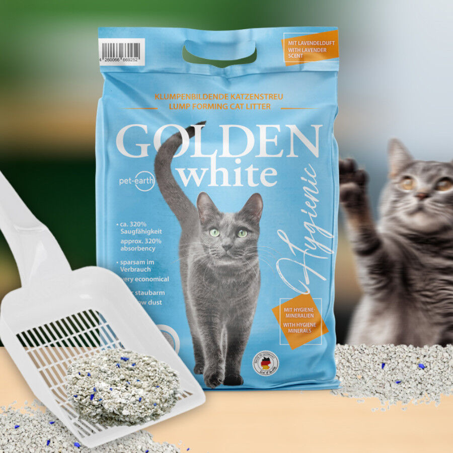 14 kg Golden White Areia Aglomerante lavanda para gatos, , large Imagem n&uacute;mero 5