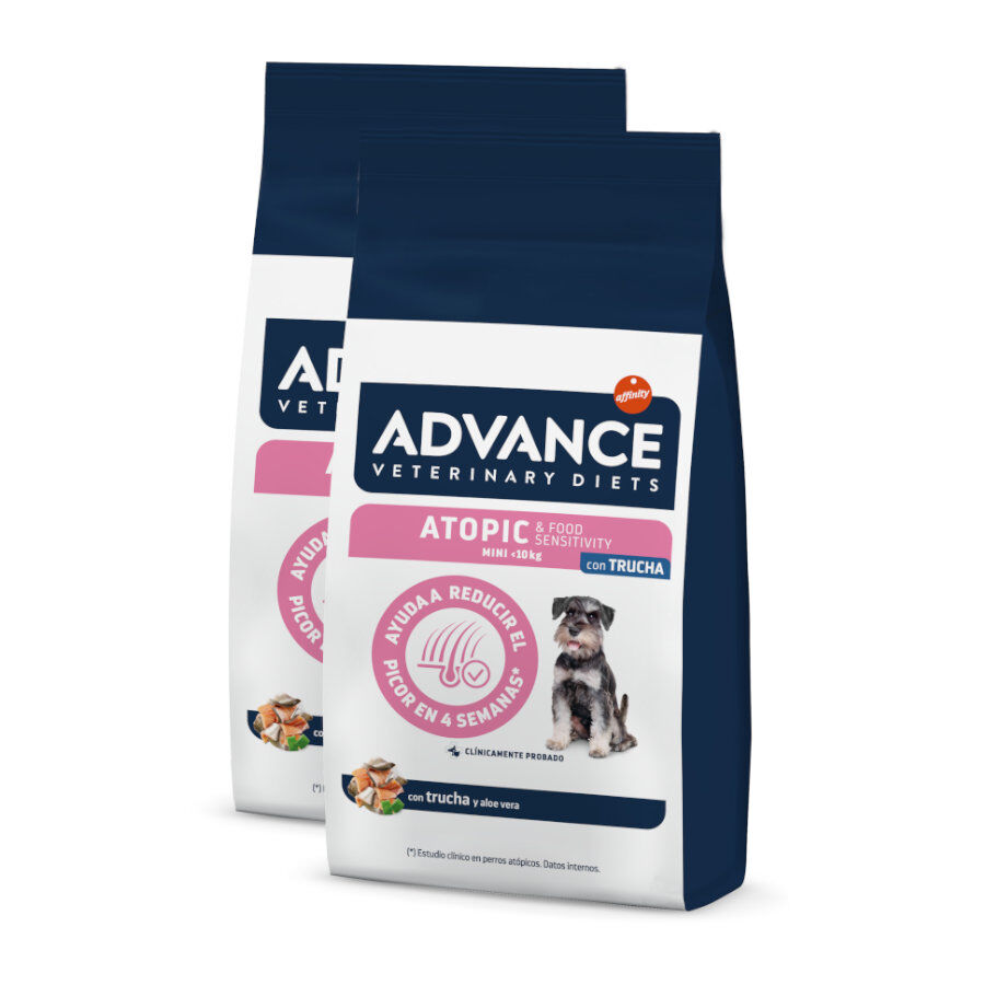 2 x 7.5 kg Advance Veterinary Diets Mini Atopic Truta ra&ccedil;&atilde;o para c&atilde;es Pack poupan&ccedil;a!, , large Imagem n&uacute;mero 1
