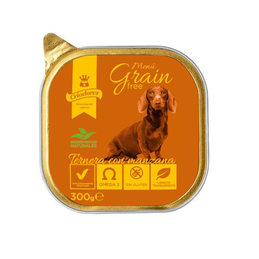 300 g Criadores Men&uacute; Grain Free Vitela e Ma&ccedil;&atilde; terrina para c&atilde;es, , large Imagem n&uacute;mero 1