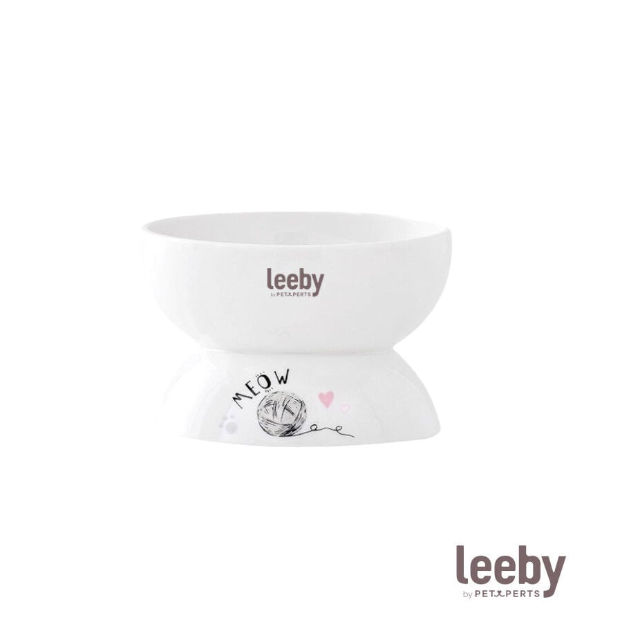 Leeby Comedouro Elevado de Cer&acirc;mica Branco para Gatos, , large Imagem n&uacute;mero 2