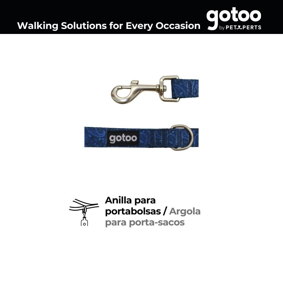 Gotoo Correa estampada caxemira cl&aacute;sica azul para perros, , large Imagem n&uacute;mero 3