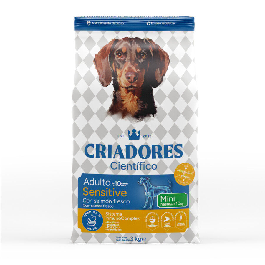 Criadores Cient&iacute;fico Sensitive Adulto Mini Ra&ccedil;&atilde;o de salm&atilde;o para c&atilde;es, , large Imagem n&uacute;mero 1