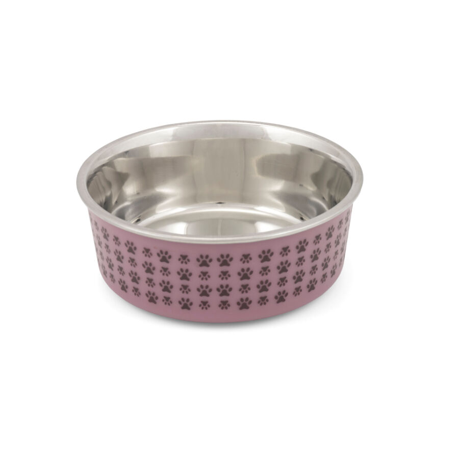 TK-Pet Inox Pawprint Comedouro Rosa para c&atilde;es, , large Imagem n&uacute;mero 1