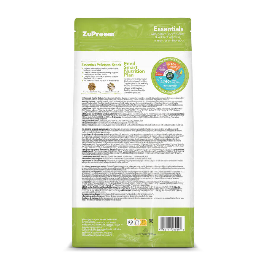 ZuPreem Essentials Ra&ccedil;&atilde;o m&eacute;dia para p&aacute;ssaros, , large Imagem n&uacute;mero 2