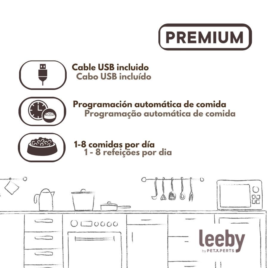 Leeby Comedouro Autom&aacute;tico Program&aacute;vel Branco e Cinzento para c&atilde;es e gatos, , large Imagem n&uacute;mero 5