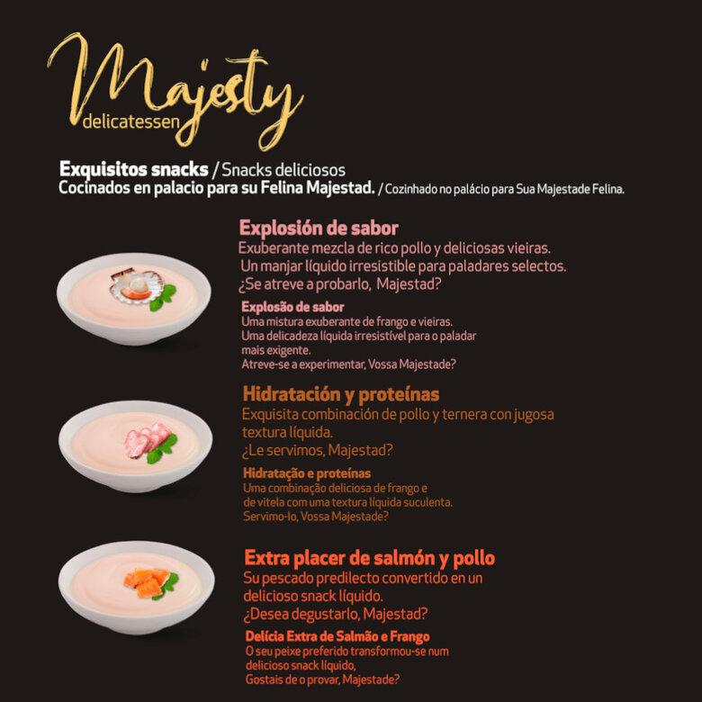 48 saquetas x 15 g Majesty Snack líquido Mix para gatos,  Imagem número 3 48 saquetas x 15 g Majesty Snack líquido Mix para gatos, , large Imagem número 3