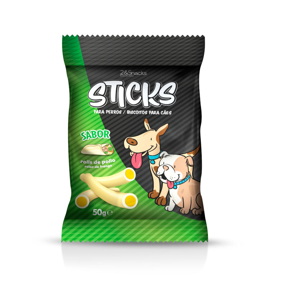 50 g 2eSnacks Sticks de rolinhos de frango para c&atilde;es, , large Imagem n&uacute;mero 1
