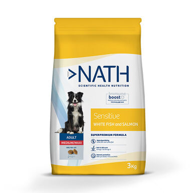 Nath Adult Medium / Maxi Sensitive Peixe Branco e Salmão ração para cães 