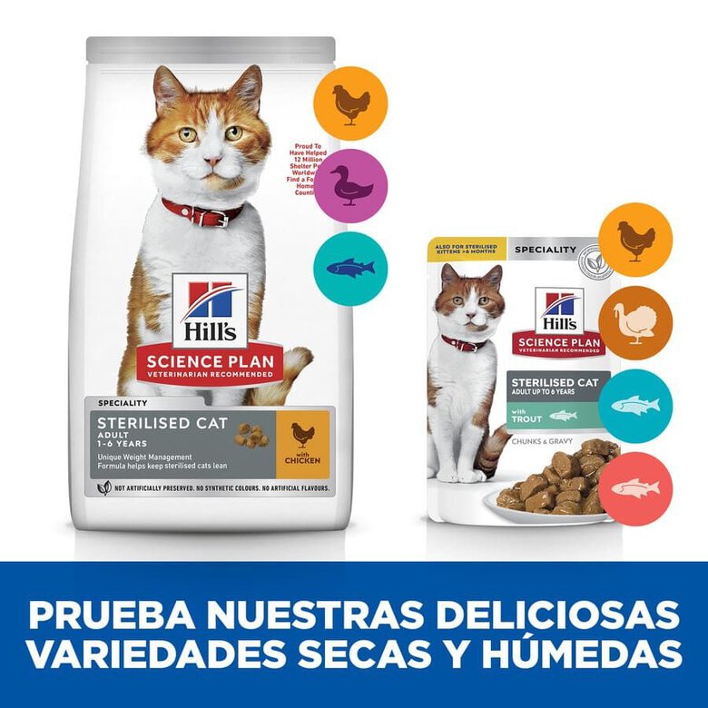 85 g Hill's Young Adult Science Plan Sterilised Truta Saqueta em Molho para gatos,  Imagem número 5 85 g Hill's Young Adult Science Plan Sterilised Truta Saqueta em Molho para gatos, , large Imagem número 5