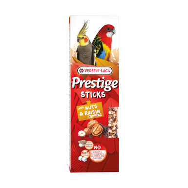 Versele-Laga Prestige Sticks com cobertura de nozes e passas para periquitos grandes