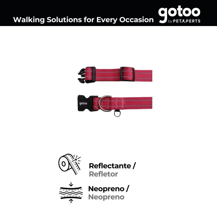 Gotoo Coleira refletora de nylon rosa para c&atilde;es, , large Imagem n&uacute;mero 3