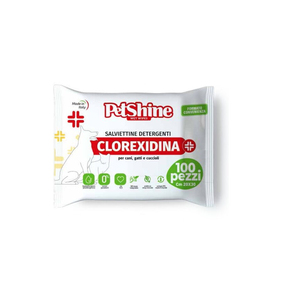 PetShine Toalhitas H&uacute;midas com Clorexidina para c&atilde;es e gatos, , large Imagem n&uacute;mero 1