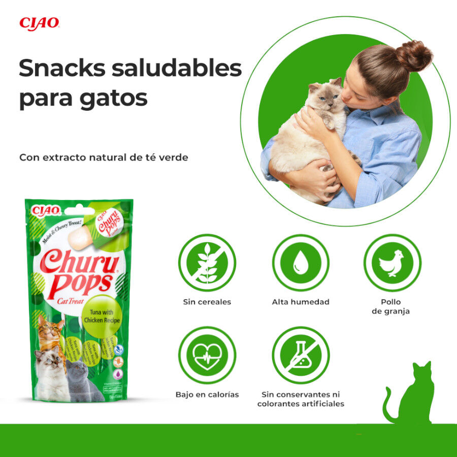 4 saquetas x 15 g Churu Sticks Pops de Atum e Frango para gatos, , large Imagem n&uacute;mero 2