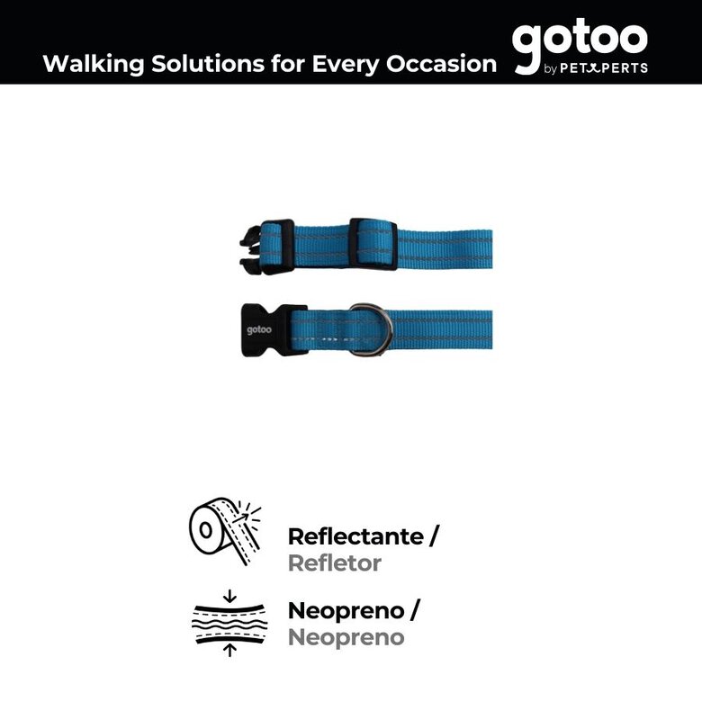 Gotoo Coleira reflexiva de nlyon azul para cães,  Imagem número 3 Gotoo Coleira reflexiva de nlyon azul para cães, , large Imagem número 3