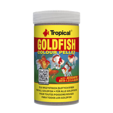 Comida de peixe em pellets coloridos para peixes dourados tropicais