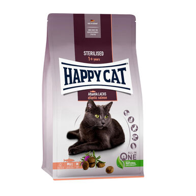 Happy Cat Sterilised Adult salmão do Atlântico ração para gatos