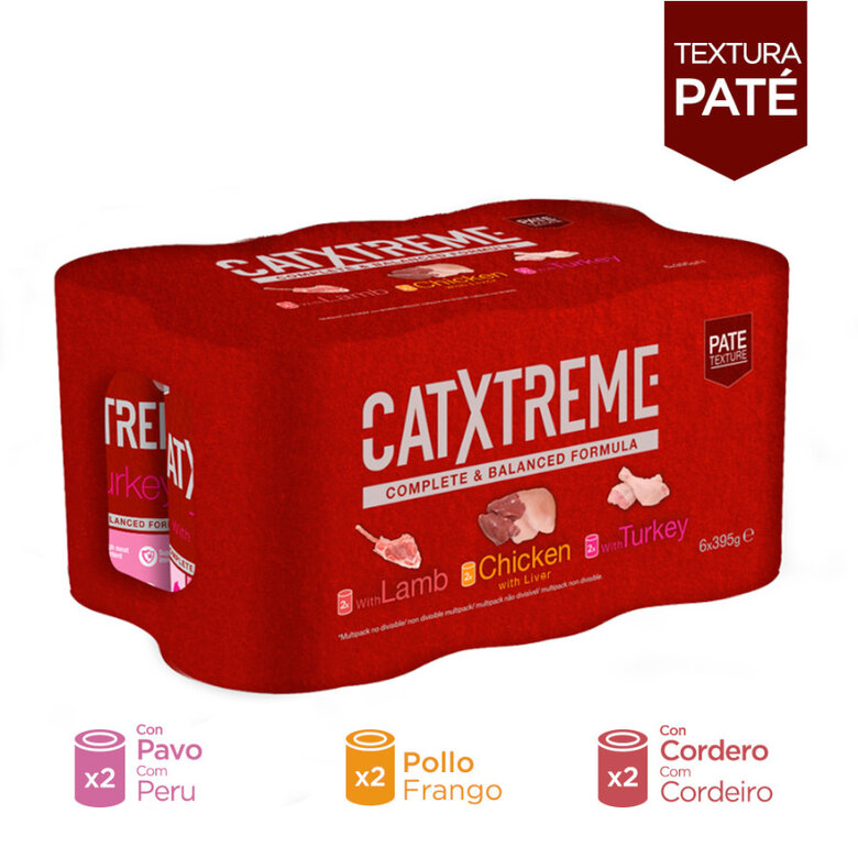 6 latas x 400 g Catxtreme Multipack patê em lata para gatos,  Imagem número 2 6 latas x 400 g Catxtreme Multipack patê em lata para gatos, , large Imagem número 2