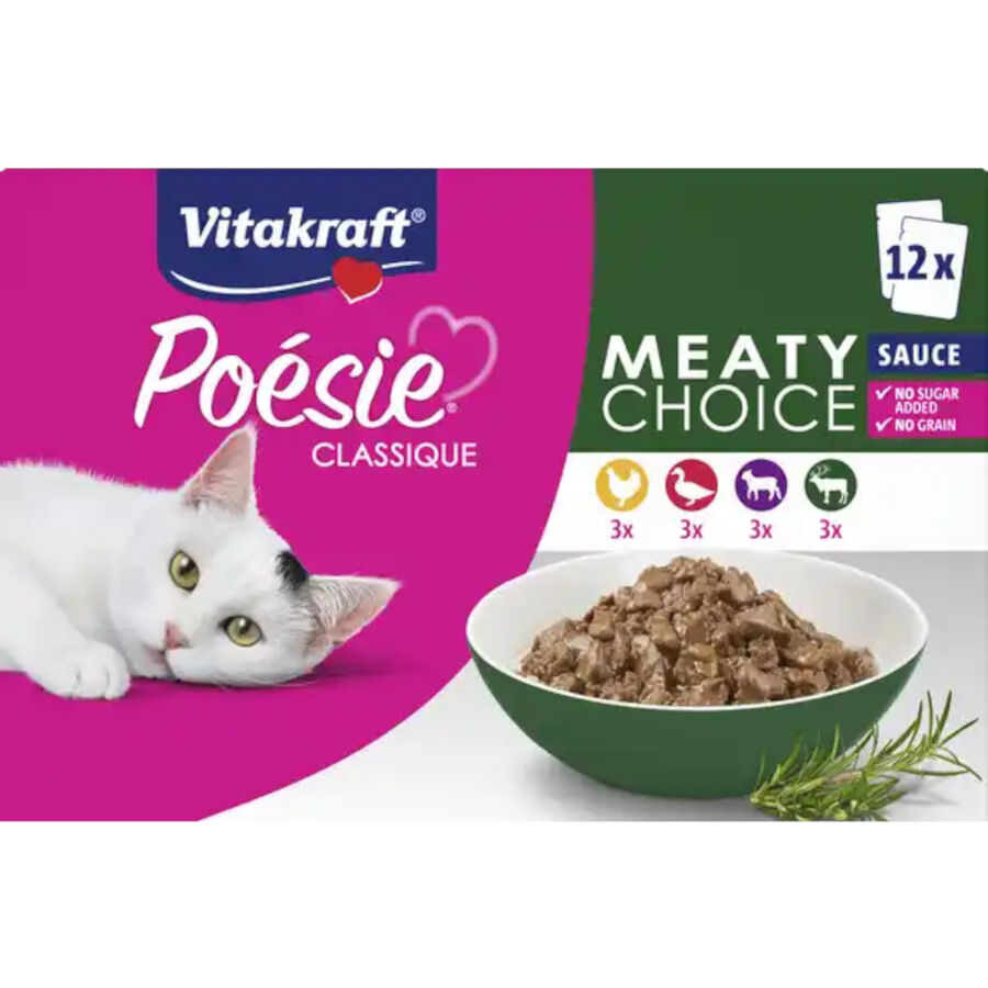 24 saquetas x 85 g Vitakraft Po&eacute;sie Classique Carnes Envelope em Molho para gatos Pack Poupan&ccedil;a!, , large Imagem n&uacute;mero 1