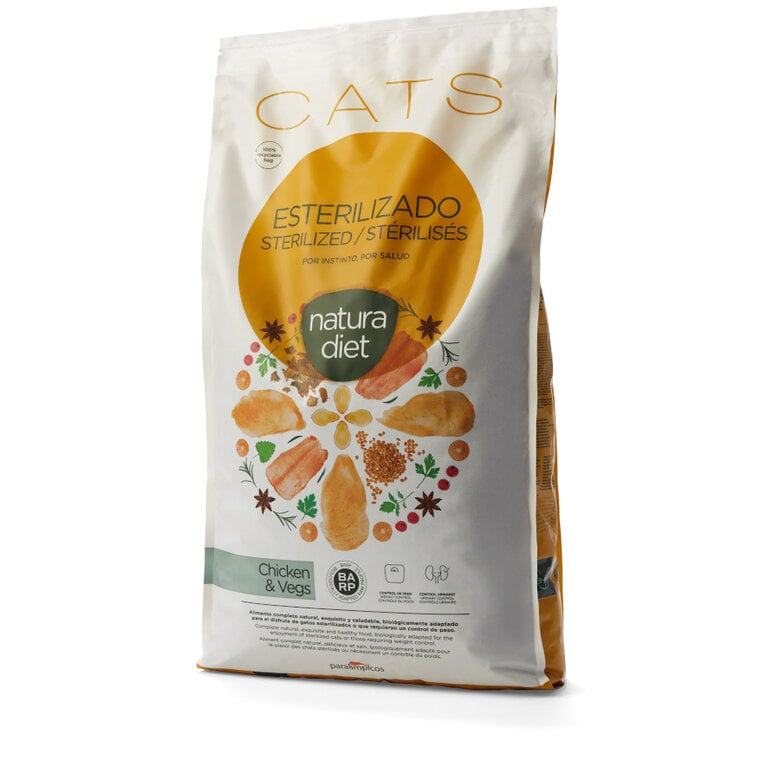 8 kg Natura Diet Esterilizado Frango e Legumes ração para gatos,  Imagem número 2 8 kg Natura Diet Esterilizado Frango e Legumes ração para gatos, , large Imagem número 2