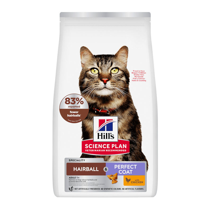 1.5 kg Hill's Science Plan Adult Hairball & Perfect Coat Ra&ccedil;&atilde;o de frango para gatos, , large Imagem n&uacute;mero 1