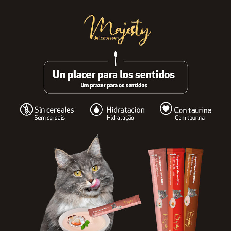 48 saquetas x 15 g Majesty Snack líquido Mix para gatos,  Imagem número 4 48 saquetas x 15 g Majesty Snack líquido Mix para gatos, , large Imagem número 4
