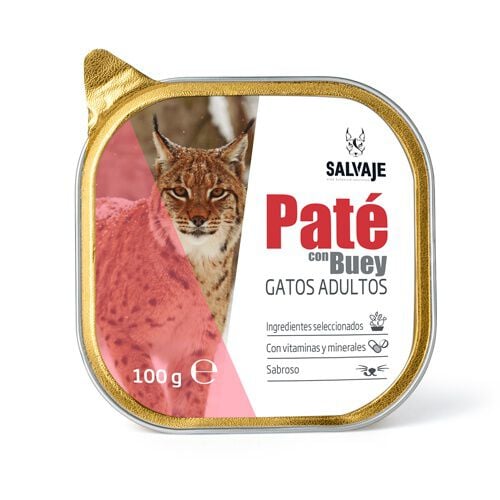 100 g Salvaje Adulto Boi em Pat&ecirc; terrina para gatos, , large Imagem n&uacute;mero 1