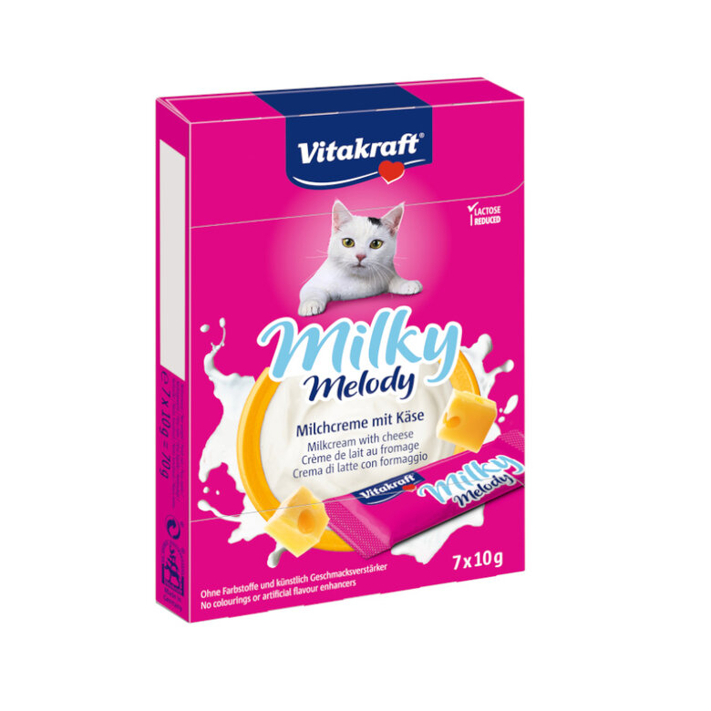 70 g Vitakraft Snack Líquido Milky Melody de Creme de Leite e Queijo para gatos,  Imagem número 1 70 g Vitakraft Snack Líquido Milky Melody de Creme de Leite e Queijo para gatos, , large Imagem número 1