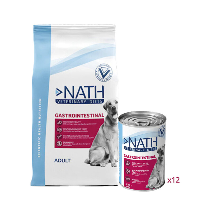 12 kg + 12 latas x 400 g Pack Nath Gastrointestinal - ração e alimento húmido para cão Pack poupança!,  Imagem número 1 12 kg + 12 latas x 400 g Pack Nath Gastrointestinal - ração e alimento húmido para cão Pack poupança!, , large Imagem número 1