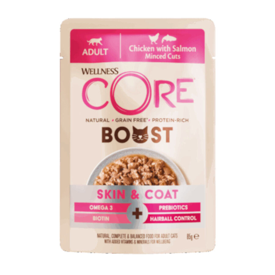 85 g Wellness Core Boost Skin & Coat Pollo y Salm&oacute;n sobre para gatos, , large Imagem n&uacute;mero 1