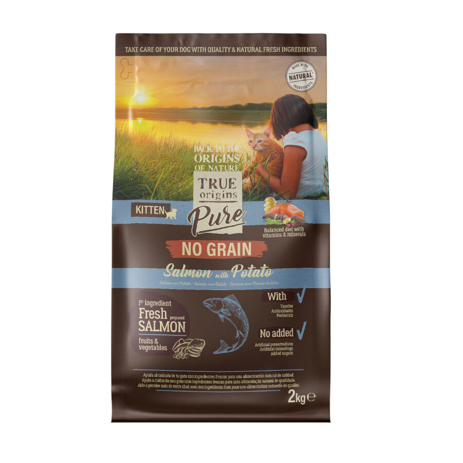 2 kg True Origins Pure Kitten Sem gr&atilde;os Ra&ccedil;&atilde;o para gatinhos com salm&atilde;o, , large Imagem n&uacute;mero 1