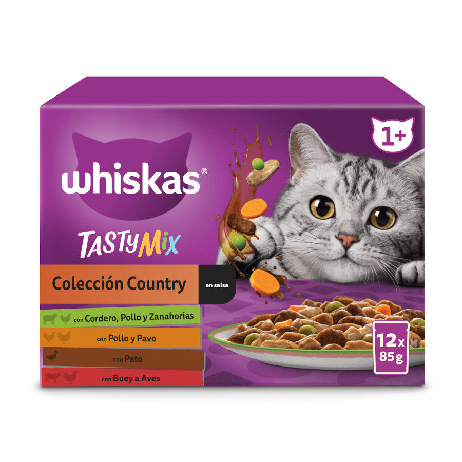 12 saquetas x 85 g Whiskas Tasty Mix Country Pat&ecirc; em molho saquetas para gatos, , large Imagem n&uacute;mero 1