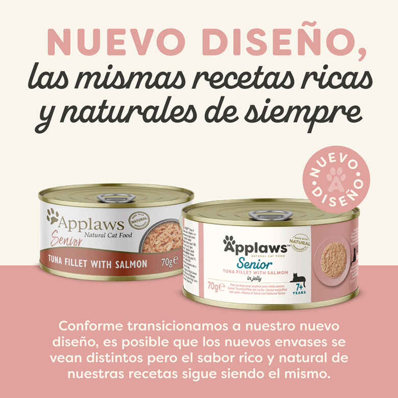 70 g Applaws Senior Atum com Salmão lata com galeia para gatos,  Imagem número 2 70 g Applaws Senior Atum com Salmão lata com galeia para gatos, , large Imagem número 2