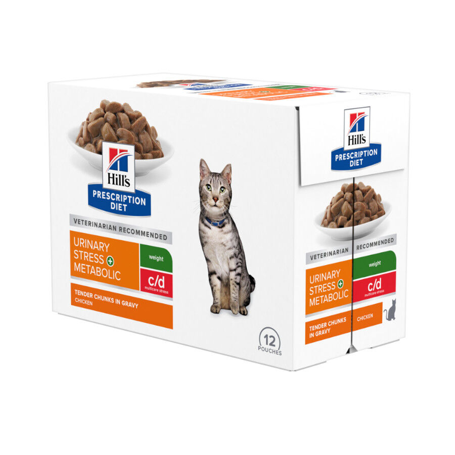 12 saquetas x 80 g Hill's Prescription Diet c/d + Urinary Stress Frango saqueta para gatos, , large Imagem n&uacute;mero 1