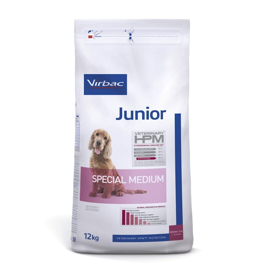 12 kg Virbac Junior Special Medium HPM  ra&ccedil;&atilde;o para c&atilde;es, , large Imagem n&uacute;mero 1